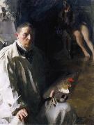 Anders Zorn Sjalvportratt with model oil painting